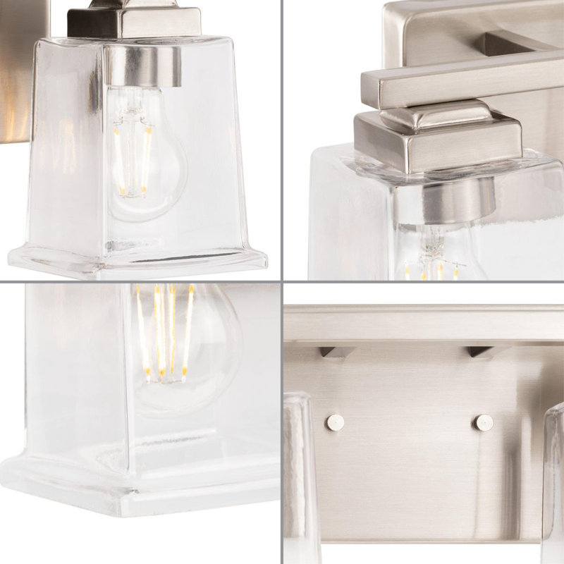 Gilmour Brushed Nickel 2-Light Vanity with Clear Glass Shades