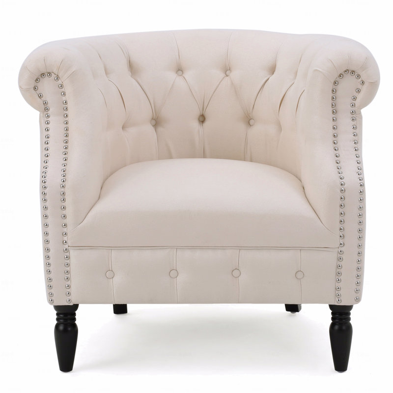 Club Basic Accent Chair, Beige Fabric