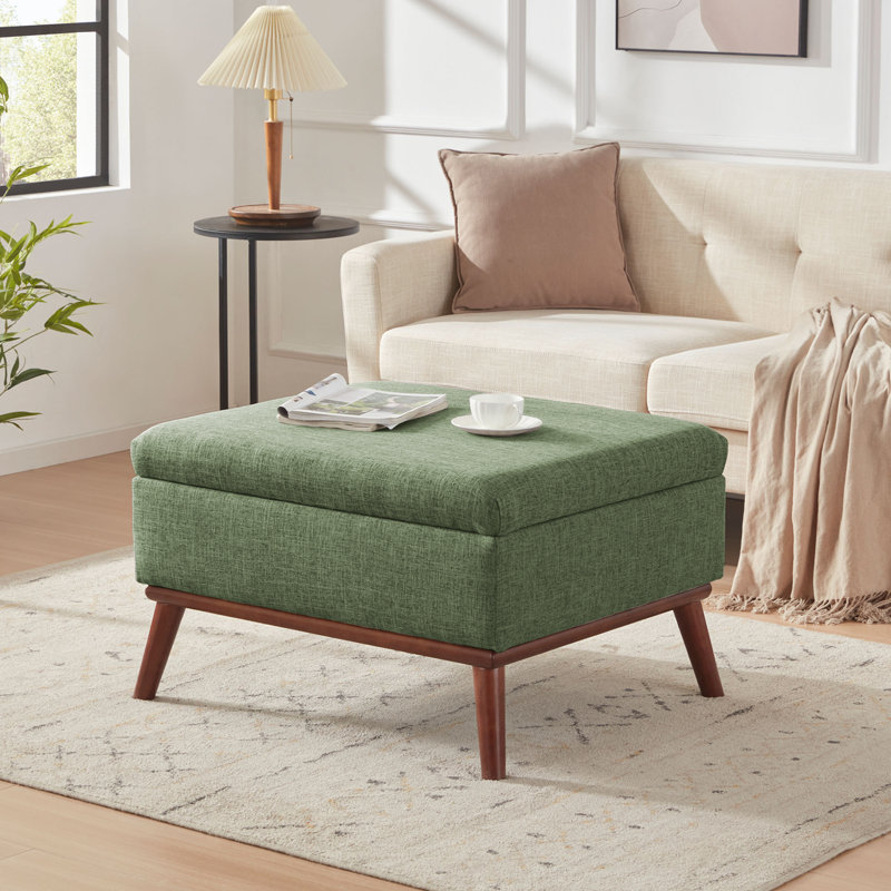 Jadier Upholstered Storage Ottoman, Green