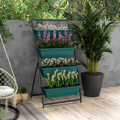4 Tier Vertical Garden Box - Self Draining, For Indoor & Outdoor Planting Elevated Planter Make Your Shine With Draining