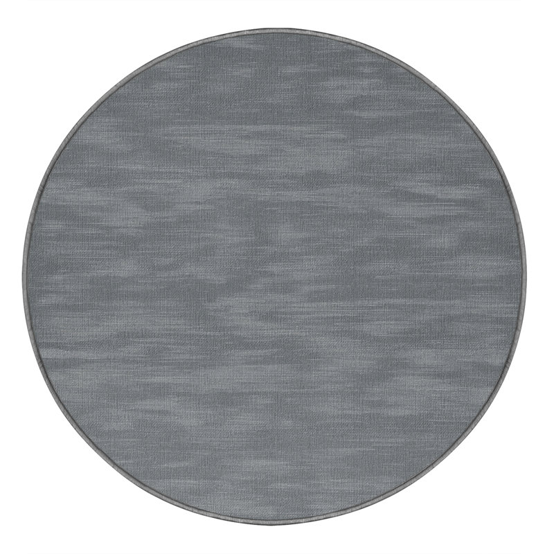 Machine Washable Solid Gray Area Rug, Round 8'