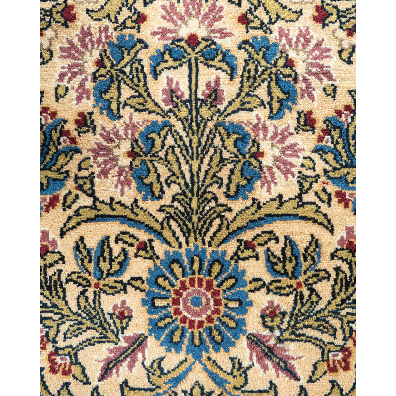Ivory Hand-Knotted Wool Traditional 9' x 12' Area Rug