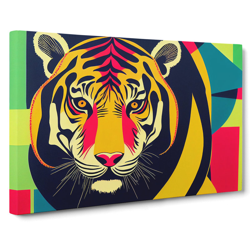 Colourful Tiger Abstract - Wrapped Canvas, 50cm H x 76cm W x 3cm D