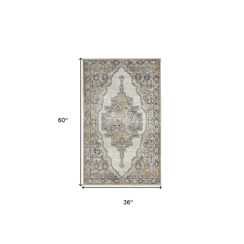 Tapis gris tissé à la machine 3 pi x 5 pi
