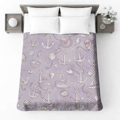 Couvre-lit matelassé Nautical Anchor Seashells