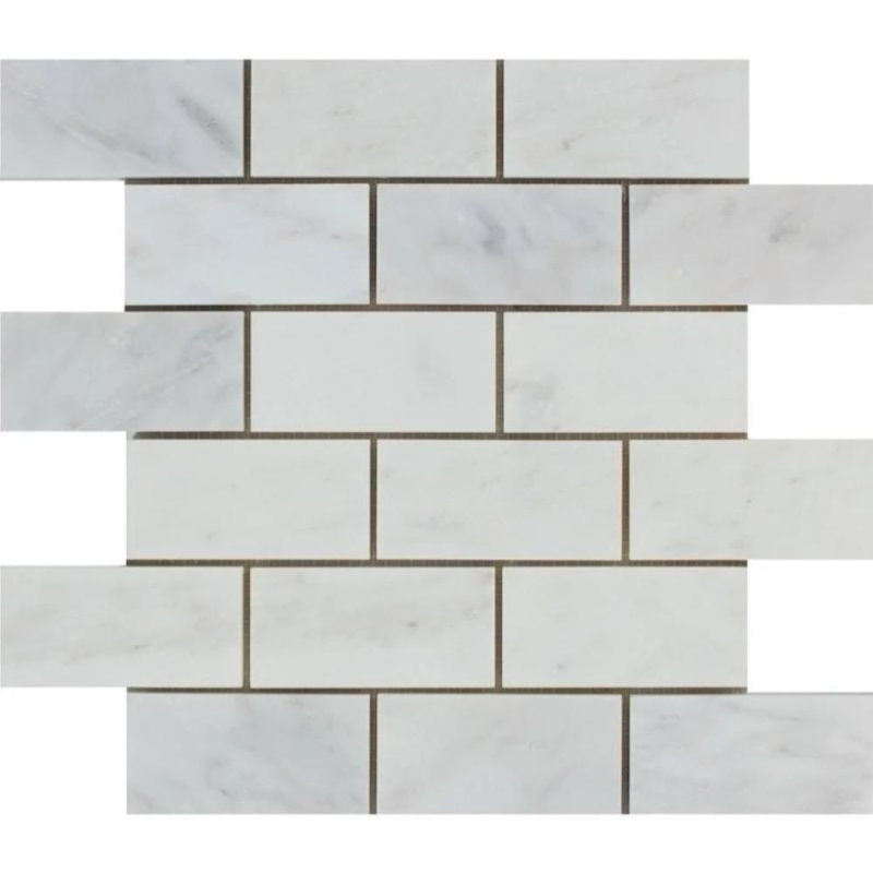 2" x 4" Marble Brick Joint Mosaic Wall & Floor Tile, Honed Oriental White