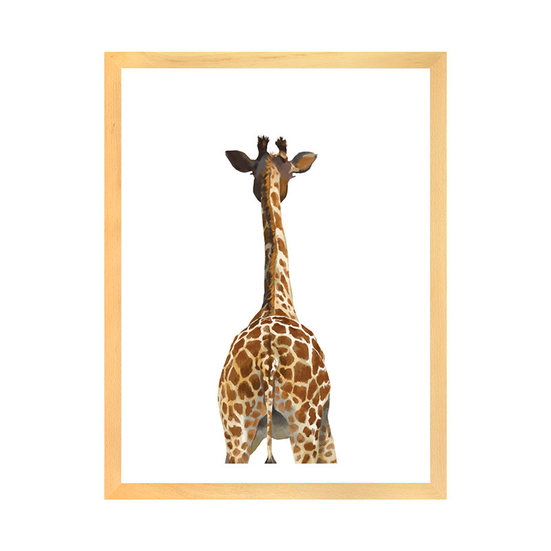 Art girafe bout à bout, H 32 po x l 24 po x P 1 po, Papier encadré naturel