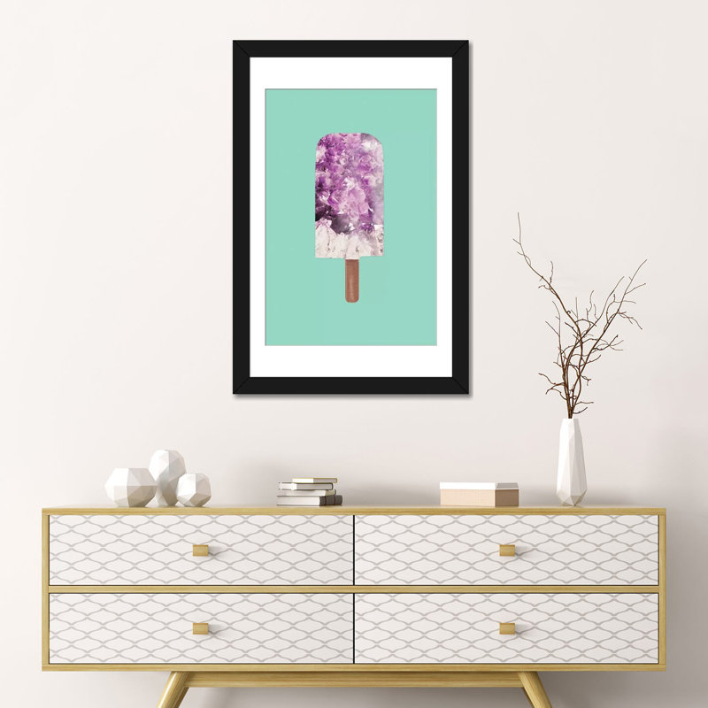 « améthyste popsicle », impression sur toile tendue, Papier beaux-arts encadré noir, Blanc, H 32 po x l 24 po x P 1 po