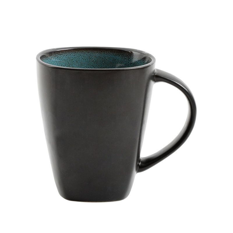 Teal and Black Square Porcelain Dinnerware Set, Service for 4