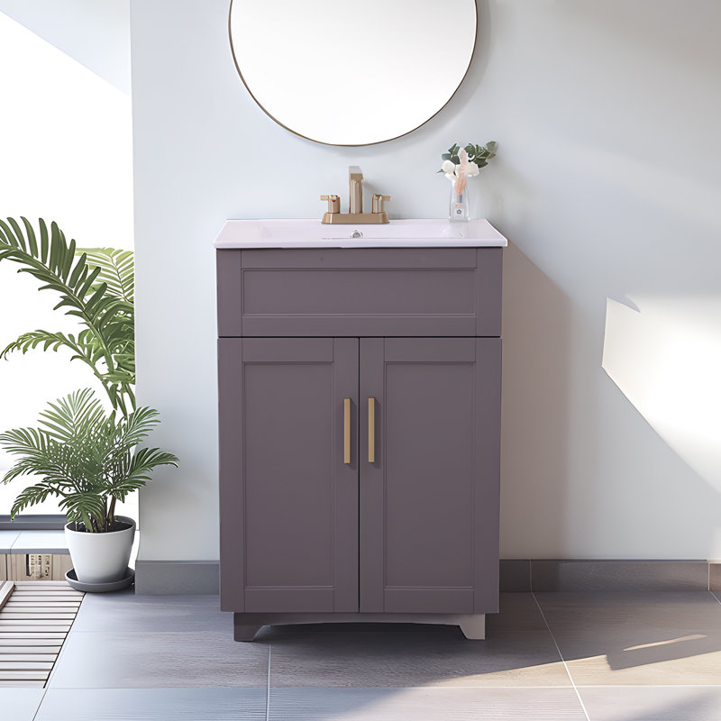 Ensemble de meuble-lavabo simple 24 po Modern, Gris