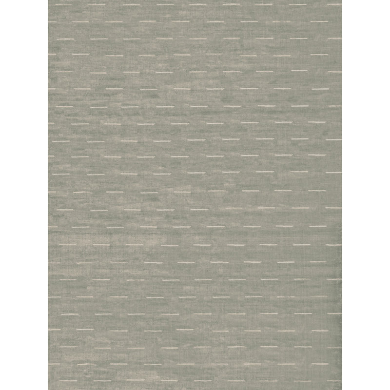 Hand Knotted Striped Area Rug in Blue/Beige, Rectangle 12' x 15'