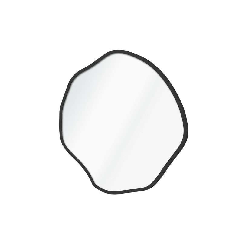 Élégant miroir décoratif noir, 23,6 po x 23,6 po | Structure robuste en panneau de fibres à densité moyenne, épaisseur: 0,8 pouce | Conception abstraite de couleur unie | Parfait pour la décoration intérieure, le salon, le vestibule et l'esthétique moderne