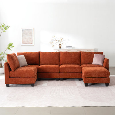 Canapé modulaire de 124 po avec repose-pieds