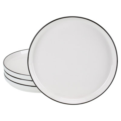 BIA Cordon Bleu Set Of 4, Stackable Black Rim Salad Plates, 7.5"
