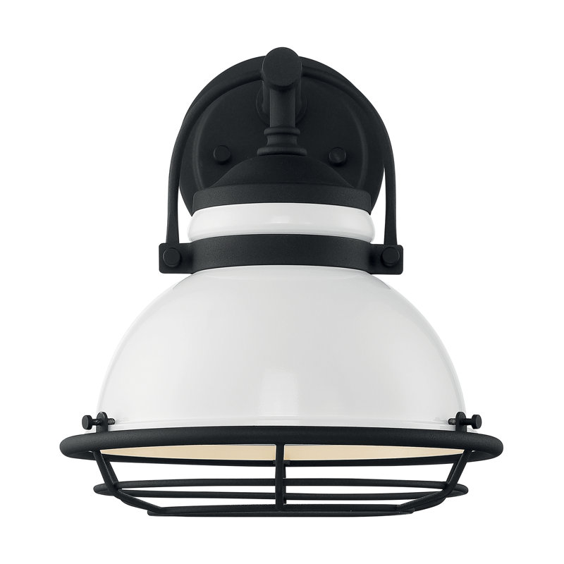 Ankur Steel Wall Light, 11" H x 9.75" W x 10.5" D, Black, Gloss White/Textured Black