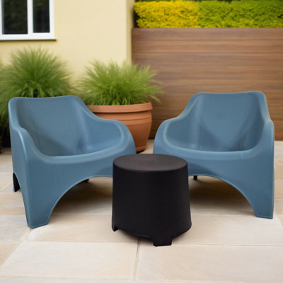 LODI Side Table with 2 VERONA RELAX Chairs Set Coral Red