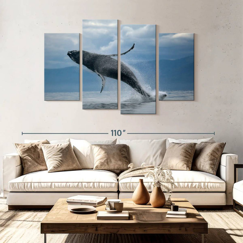 Rorpe brochant une baleine à bosse, H 54 po x l 84 po