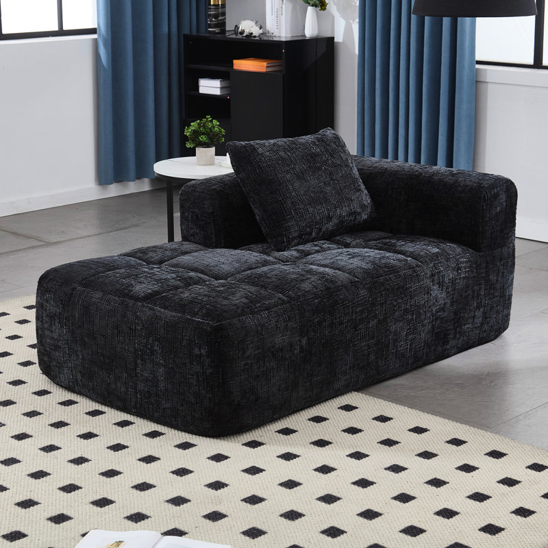 Canapé en chenille avec rembourrage en coton pour poupée - Sacs à ressorts froissés et confortables, Black