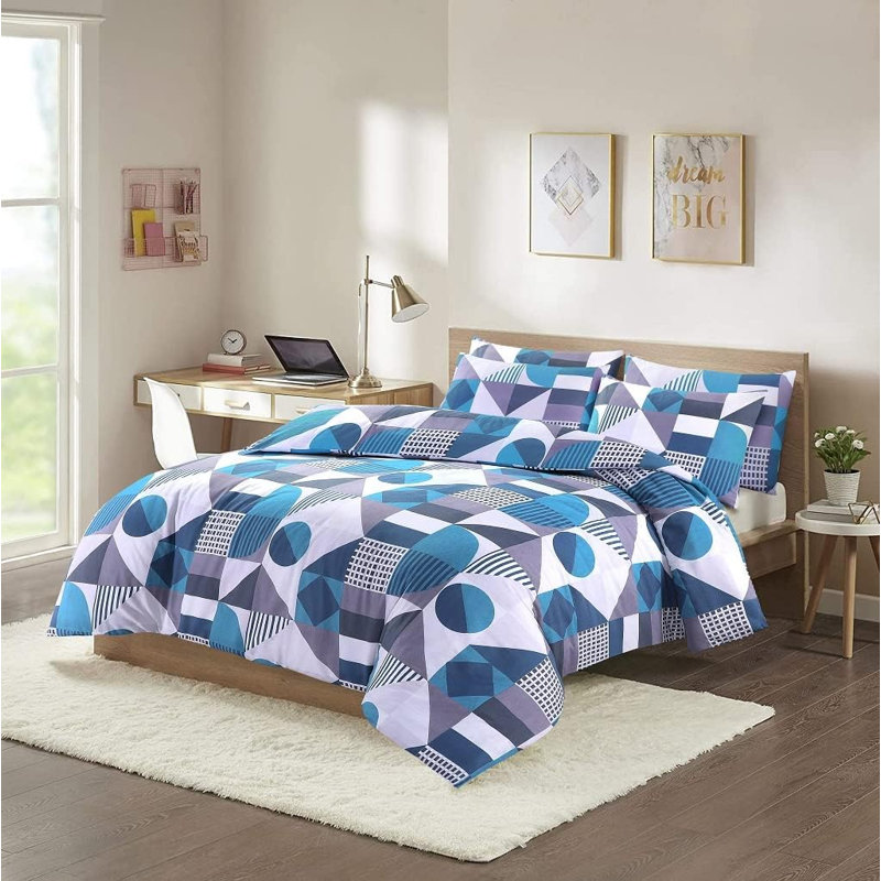 NZ Cotton Blend Duvet Cover Set with Pillowcases, Double, Blue