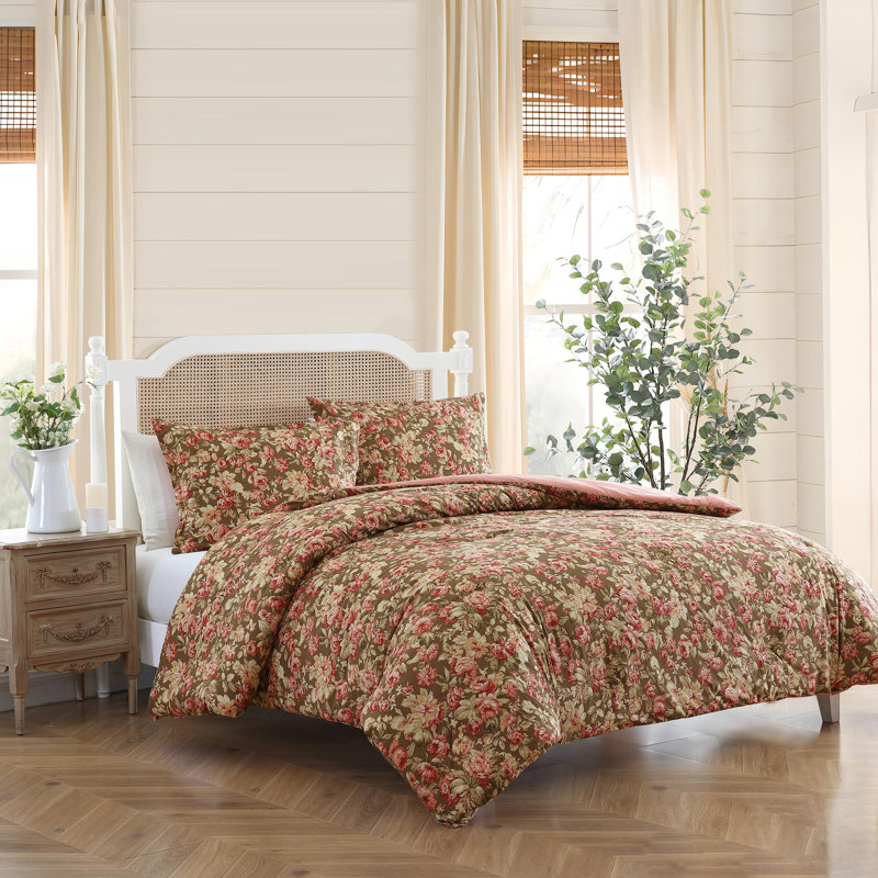 Ensemble d'édredon réversible en coton Laura Ashley Bloomsbury, Édredon très grand + 2 taies décoratives très 
