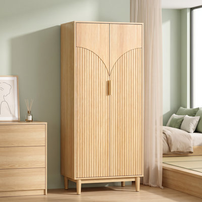Armoire 31,89 pouces à 2 portes avec porte à panneau et panneau de porte en bois gaufré en PVC
