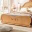 Lit plateforme sculpté vintage avec tête de lit, cadre en bois massif, sommier à lattes, profil bas, naturel-892500545-892500551