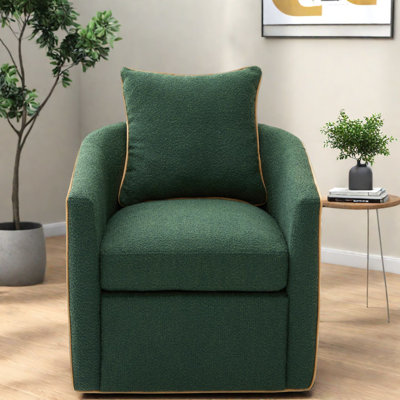 Fauteuil d'appoint pivotant confortable, capitonné vert pour le salon