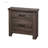 Striking Wooden Nightstand With 2 Drawers, Weathered Grey Finish, And Black Recessed Grooves For Modern Bedrooms