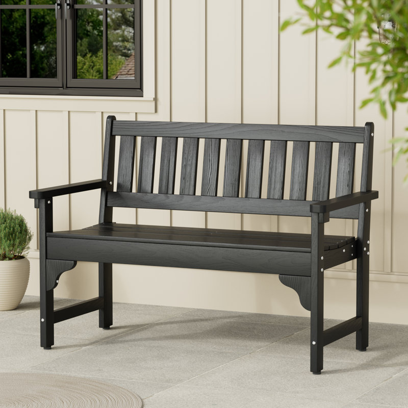 Grand banc d'extérieur en PEHD Driton, Noir