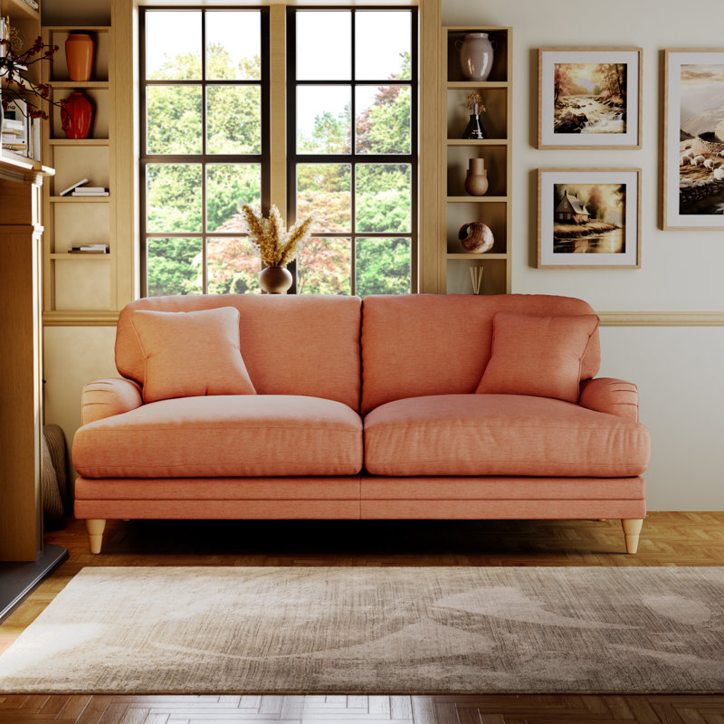 Adaku 3 Seater Sofa , Country Oak, Salmon