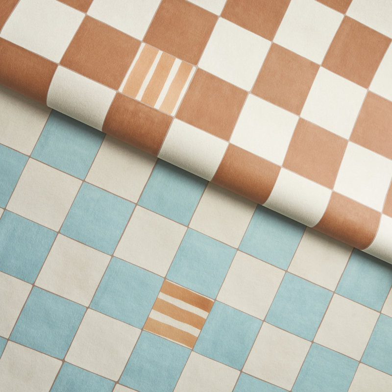 Schumacher x Backdrop Gambit Panel, Teal/Earthy Brown