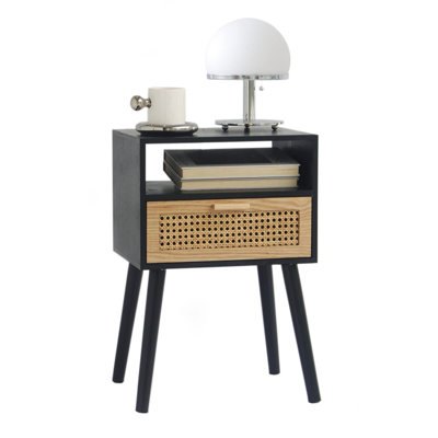 Minimalist Solid Wood Nightstand, Modern Side Table Bedroom Storage Cabinet