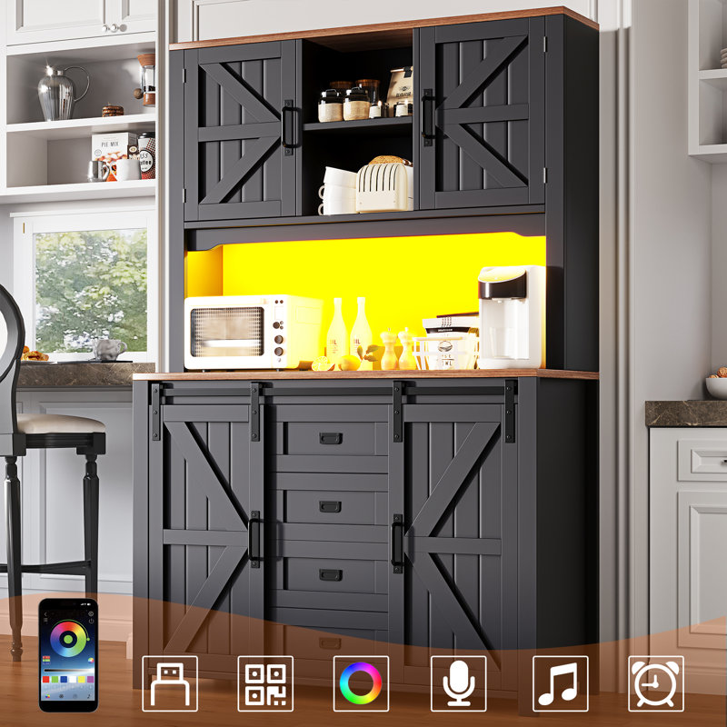 175cm Kitchen Pantry, Black