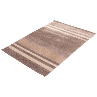 Tapis gris foncé en laine noué à la main Franzpeter