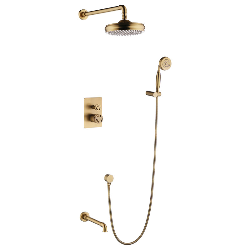 Ensemble de robinets de douche 8 "avec système de douche à pluie complet dans le mur avec robinet de baignoire, ensembles de robinets de douche en laiton avec valve brute