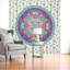 Tapisserie 88 po x 84 po à motif floral en coton vert mauve et blanc