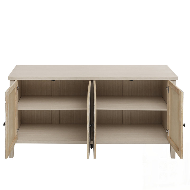 Buffet moderne avec 4 portes et tablettes réglables, parfait pour le rangement organisé et le décor élégant dans n'importe quelle pièce