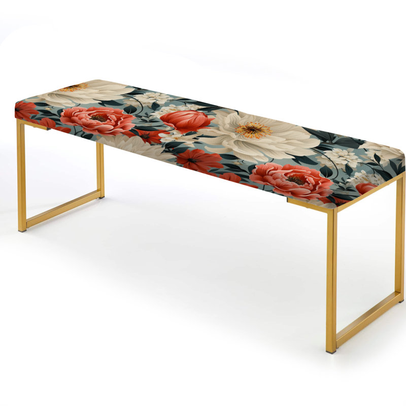 Banc rembourré or, Mengel - Floral