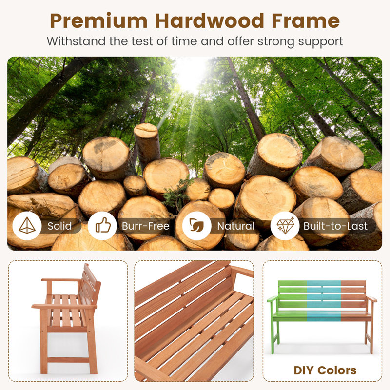 Banc d'extérieur en bois massif Carmino