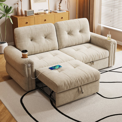 Canapé-lit convertible multifonctionnel de 80,4 pouces avec revêtement en chenille pour le salon et la chambre à coucher.