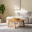 Table basse carrée pour le salon en brun et bois naturel classique, teck et rotin, 27,6 pouces