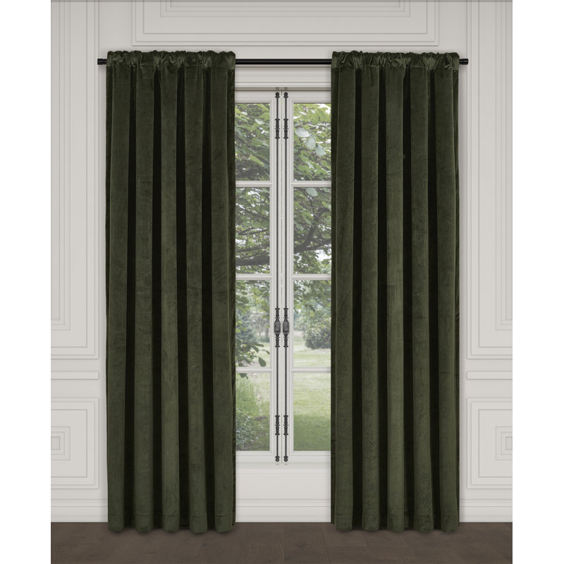 Ivory Velvet Polyester Rod Pocket Back Tab Window Panel