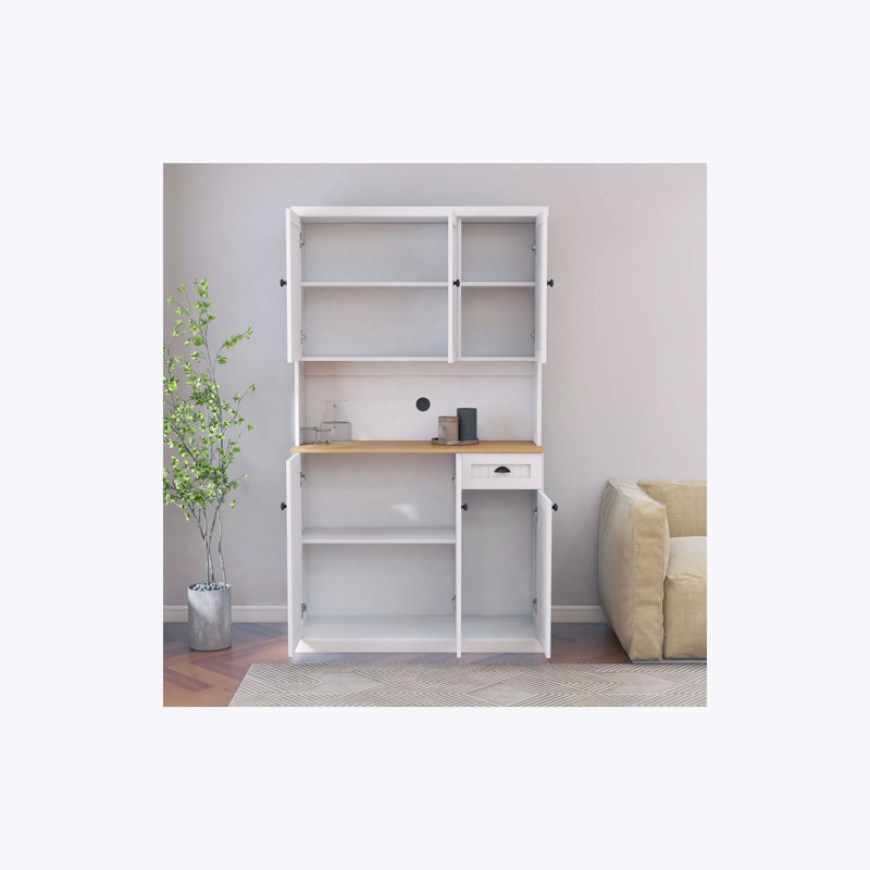 Armoire de cuisine avec comptoir et four à micro-ondes, Blanc