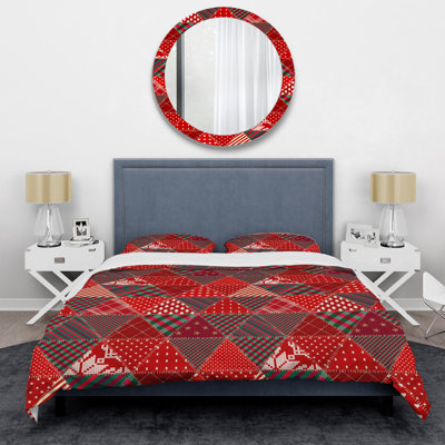Red Quilting Patchwork - Ensemble de housse de couette à motif