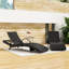Chaise longue 2 pièces en osier de 80 po avec dossier réglable et tables d'appoint intégrées pour se prélasser à l'extérieur-2107152375