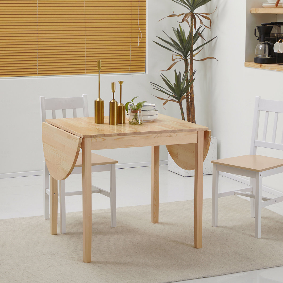 Winston Porter 55" Solid Wood Kitchen Table, Drop Leaf Tables For Small ...