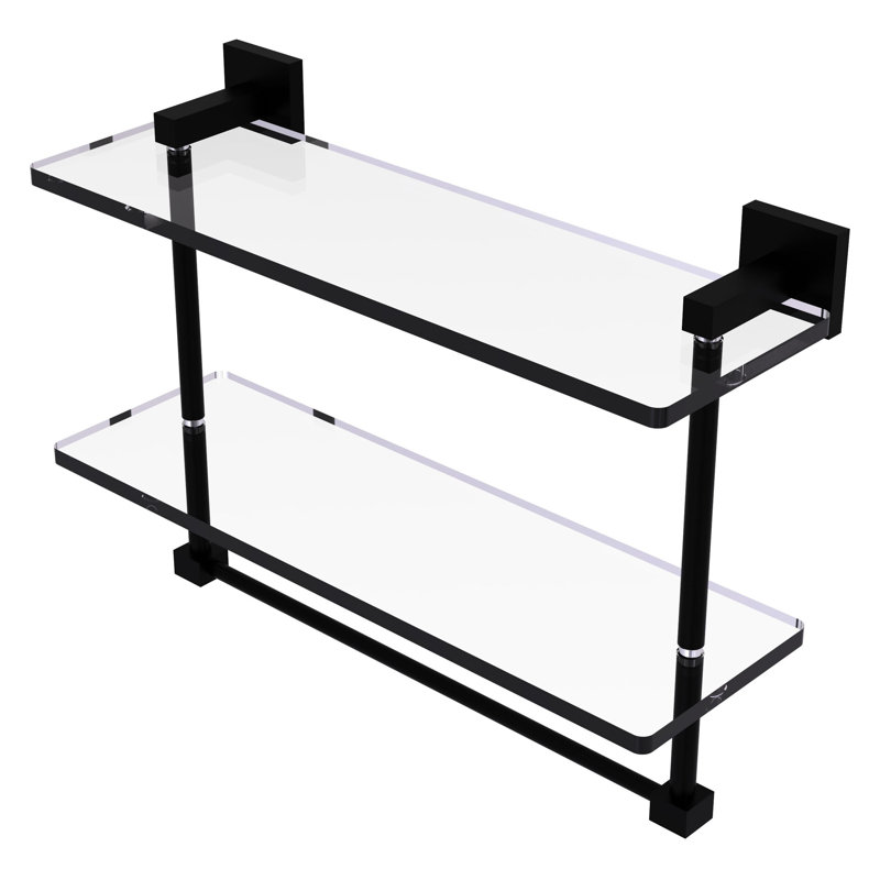 Haranu 2 Piece Tiered Shelf with Towel Bar, Matte Black, 11.7" H x 16" W x 5.7" D