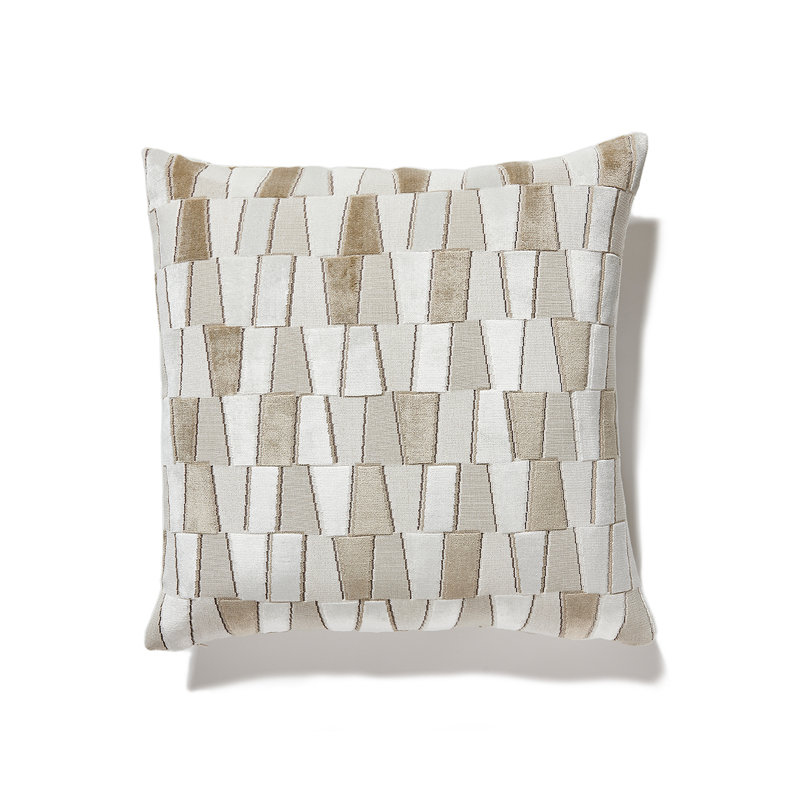 Porcelain Geometric Reversible Throw Pillow, Pearl