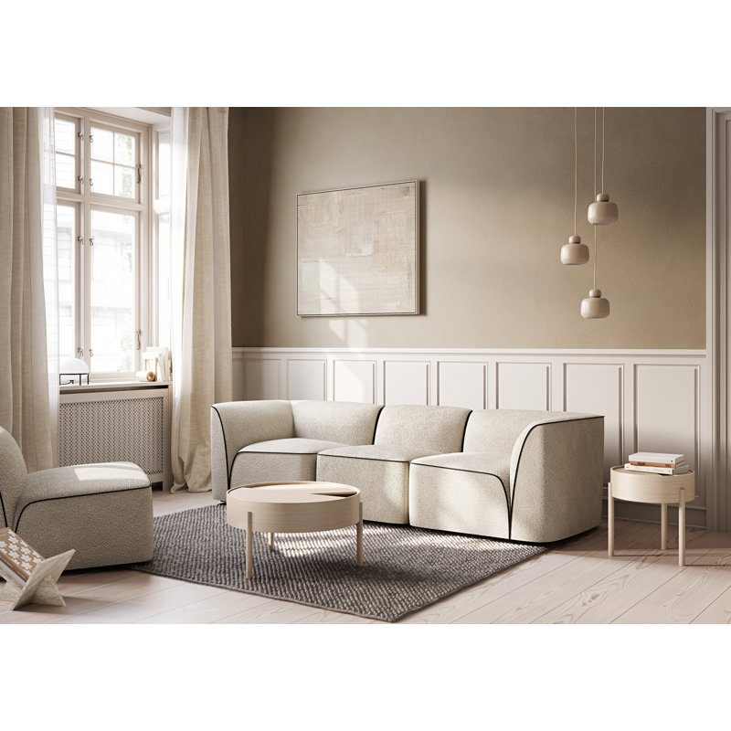 Arc Coffe Table, 15" H x 35" L x 35" W, White Pigmented Lacquered Ash
