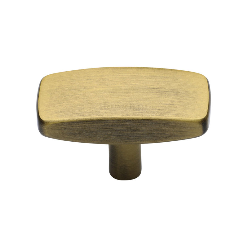 Heritage Brass Cabinet Knob Rectangular Design, 41mm L x 22mm W x 28mm H, Antique Brass